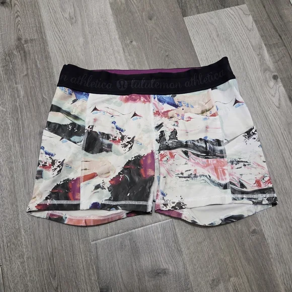 Lululemon Athletica Multicolor Abstract Print Shorts | Athletic Workout Run Gym - Picture 2 of 7